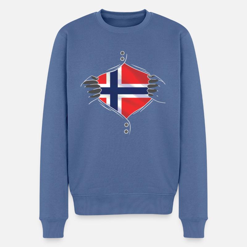 norway flag proud norwegian - Männer Premium Bio Pullover - Taubenblau