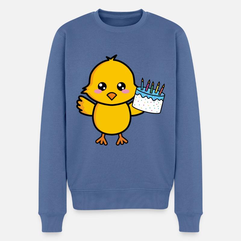 Küken Niedlich Geburtstag Geburtstagskuchen - Männer Premium Bio Pullover - Taubenblau