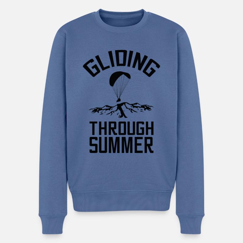 Gliding through summer Paraglider - Männer Premium Bio Pullover - Taubenblau