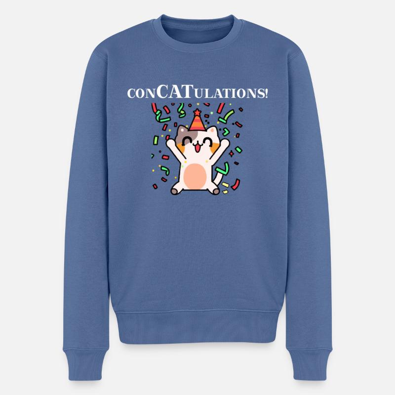 Katze süß Glückwunsch Geschenkidee Party - Männer Premium Bio Pullover - Taubenblau
