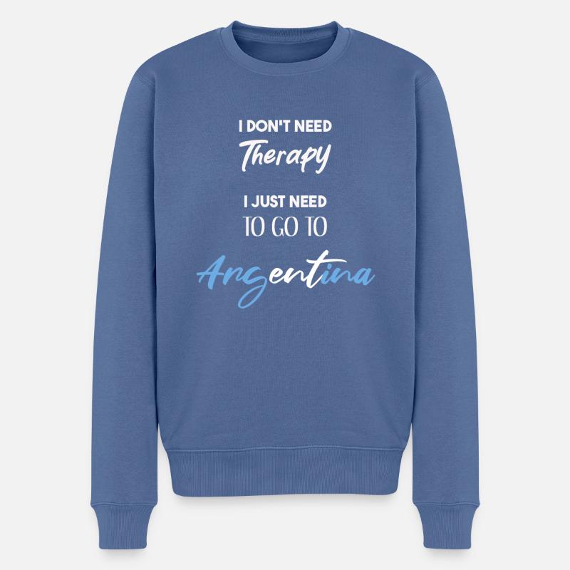 Argentinien lustiger Spruch Geschenkidee Therapie - Männer Premium Bio Pullover - Taubenblau