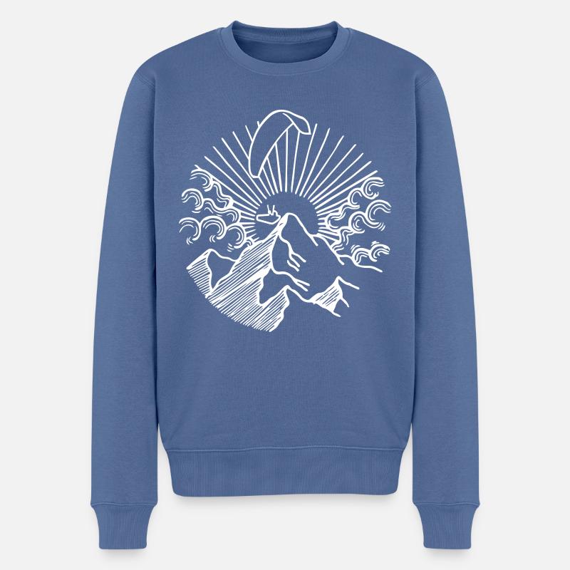 Mountain Sunrise Paraglider Gleitschirm Alpen - Männer Premium Bio Pullover - Taubenblau