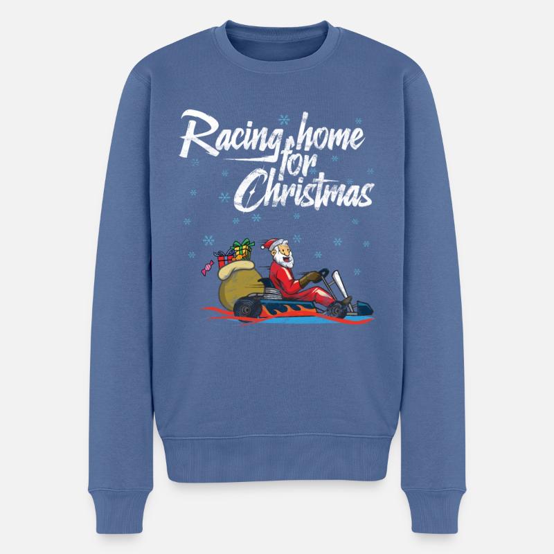 Racing home for Christmas Kart Rennfahrer - Männer Premium Bio Pullover - Taubenblau