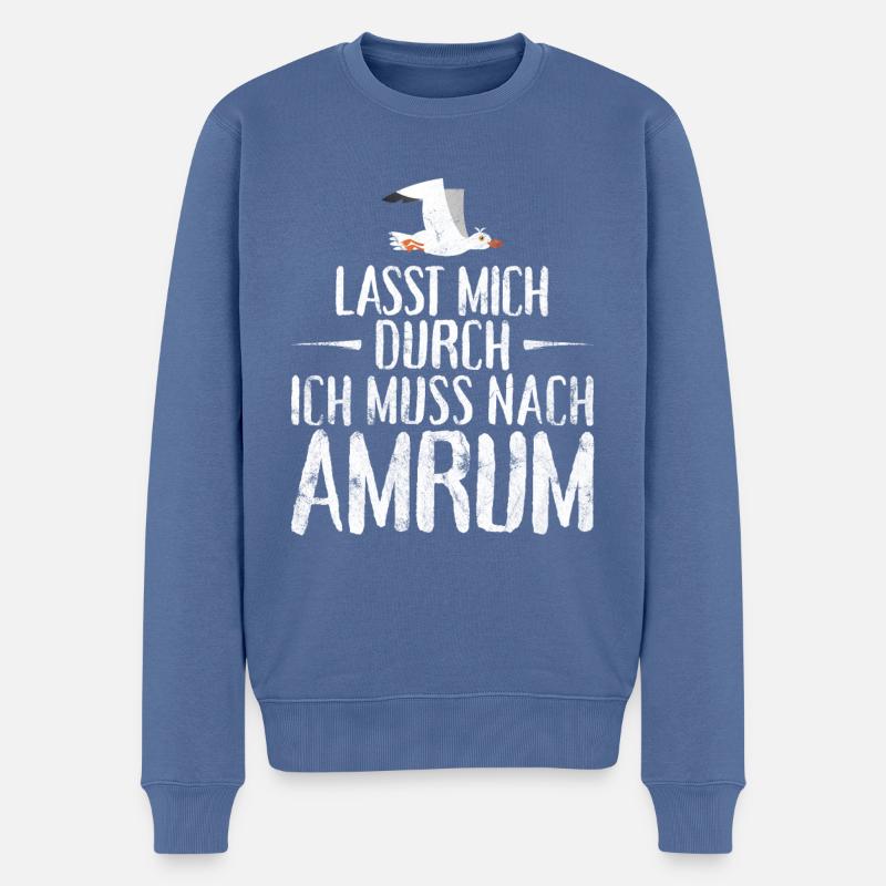 Lasst mich durch ich muss nach Amrum Möwe - Männer Premium Bio Pullover - Taubenblau