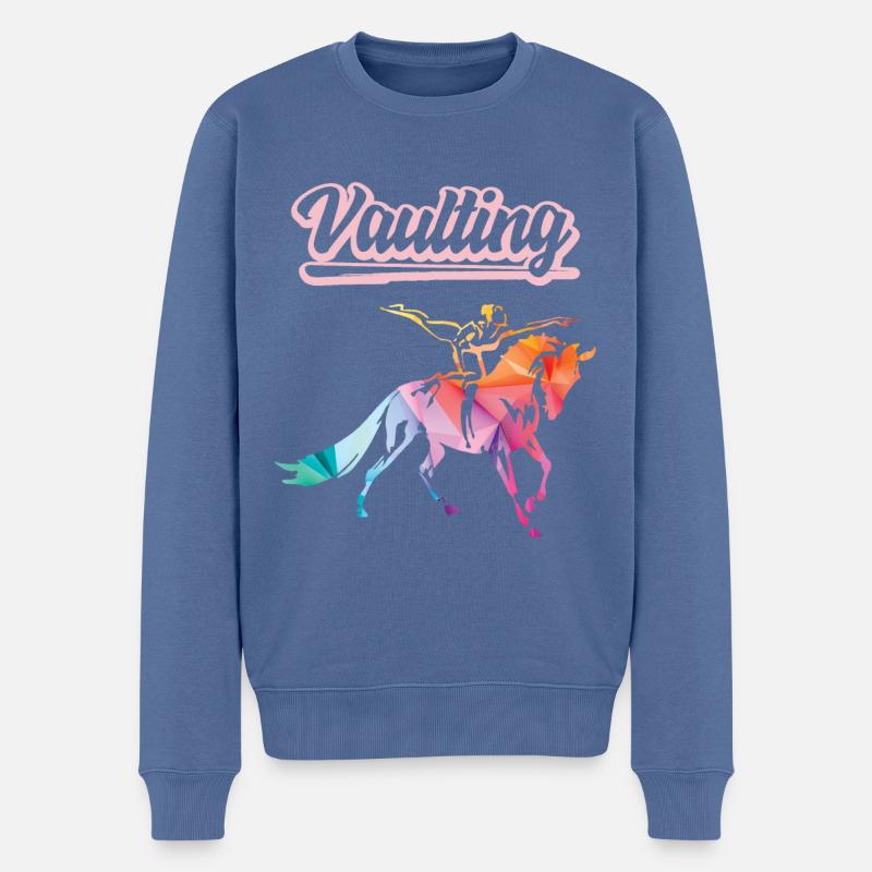 Vaulting Voltigieren Pferd Reiten - Männer Premium Bio Pullover - Taubenblau