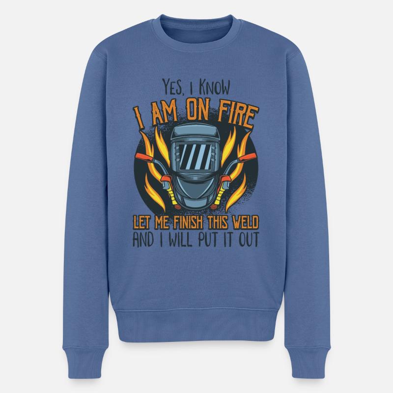 Les constructeurs de métaux sont mâturiers - Pull Premium bio Homme - bleu pigeon