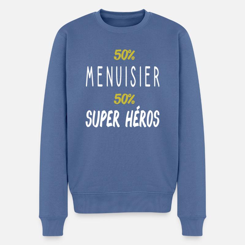 Super héros idée cadeau menuisier - Pull Premium bio Homme - bleu pigeon