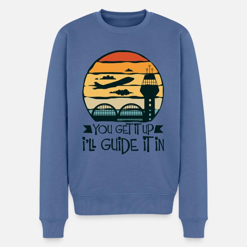 Fliegen Flieger Flugschule fluglotse Flugzeug - Männer Premium Bio Pullover - Taubenblau