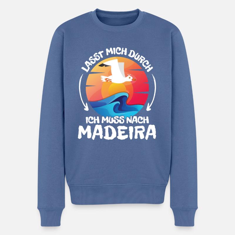 Lasst mich durch nach Madeira Möwe Sonne Strand - Männer Premium Bio Pullover - Taubenblau