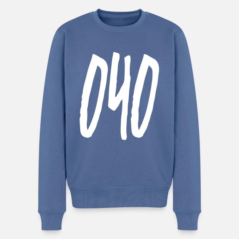 040 Vorwahl Hamburg - Männer Premium Bio Pullover - Taubenblau