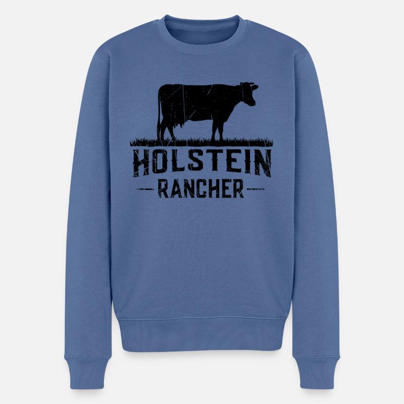 Holstein Rancher Holstein Kuh - Männer Premium Bio Pullover - Taubenblau