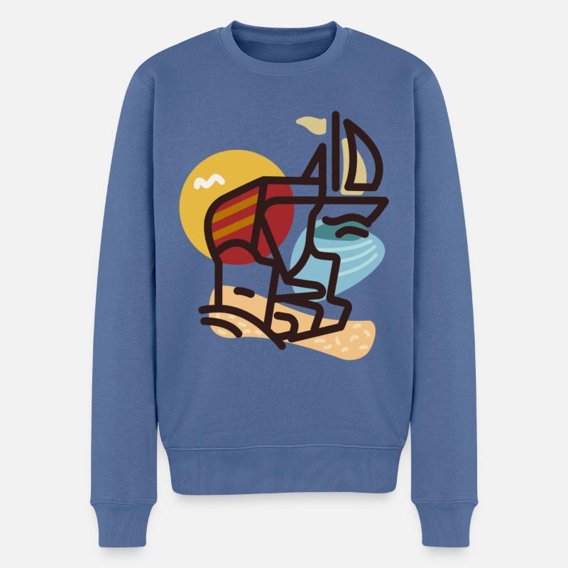 Ostsee Szene - Männer Premium Bio Pullover - Taubenblau