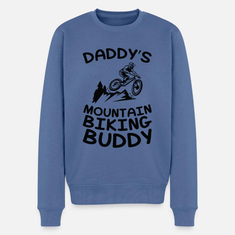 Daddy's Mountainbike Buddy - Biker - Männer Premium Bio Pullover - Taubenblau