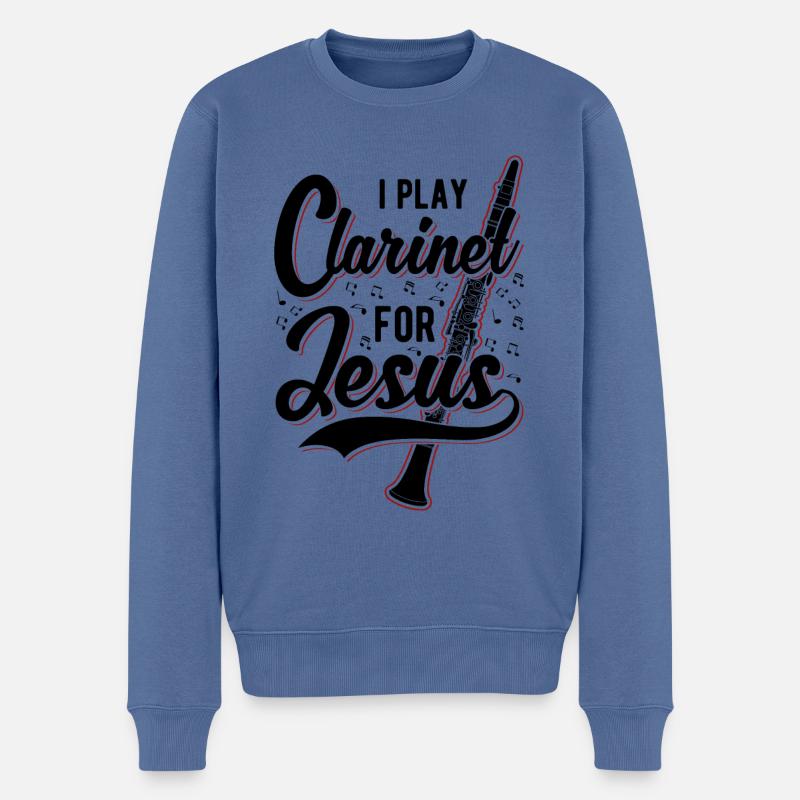Je joue de la clarinette pour Jésus - Pull Premium bio Homme - bleu pigeon