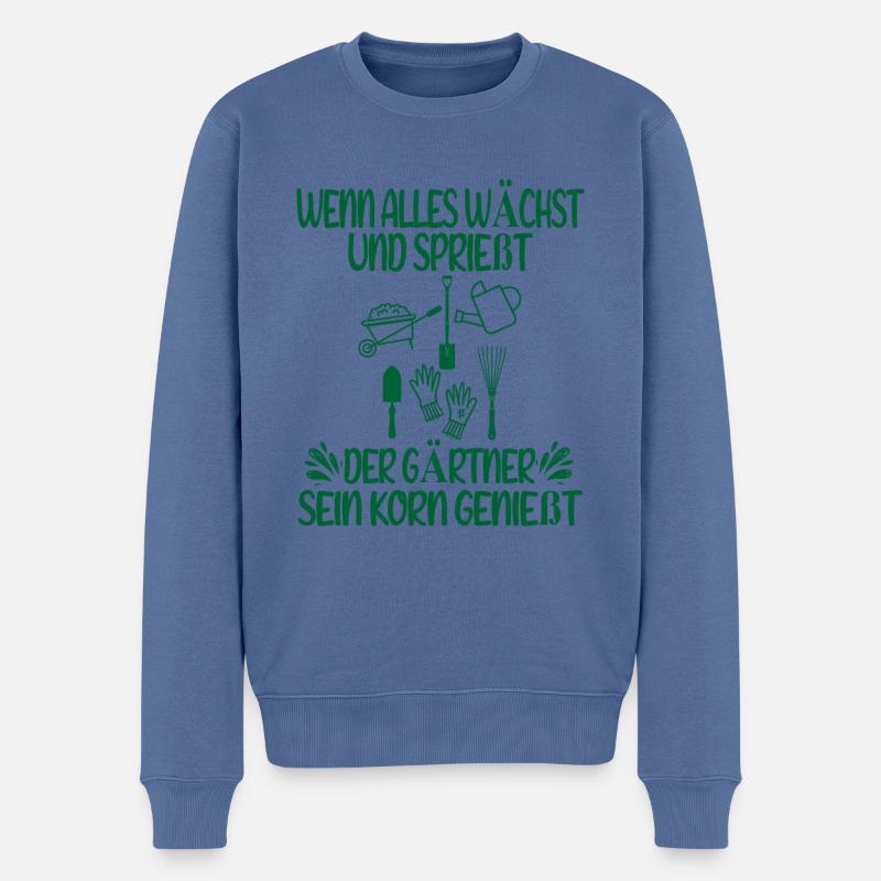Gärtner Spruch Garten Humor Geschenkidee - Männer Premium Bio Pullover - Taubenblau