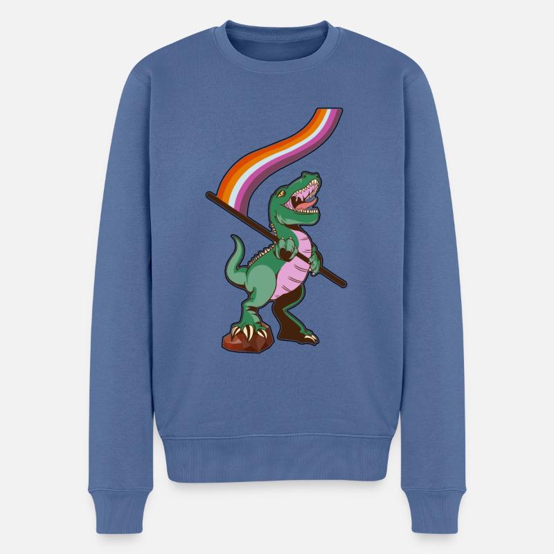 LGBTQ-Flagge - Dinosaurier-Lesbe - Männer Premium Bio Pullover - Taubenblau