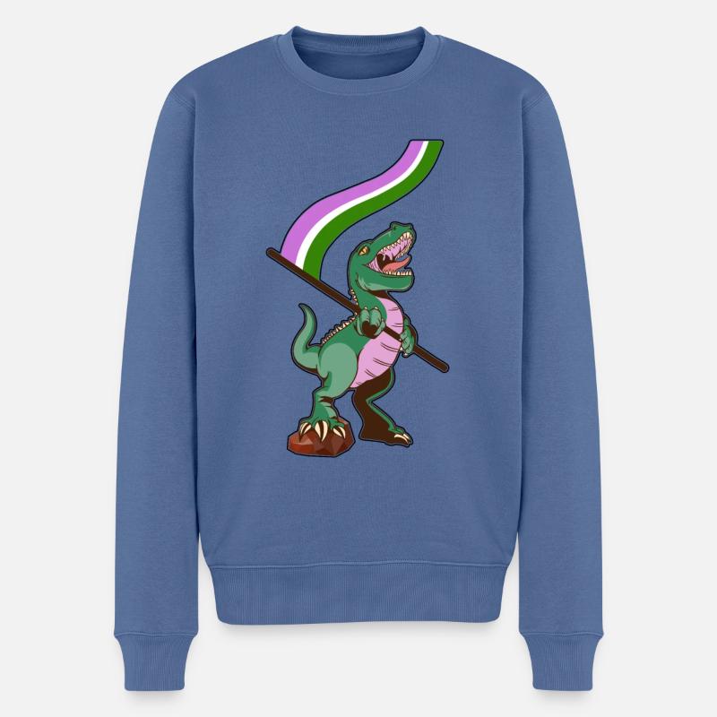 LGBTQ-Flagge - Dinosaurier Genderqueer - Männer Premium Bio Pullover - Taubenblau