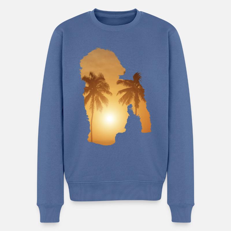 Sommerstrand - Bichon Frise - Männer Premium Bio Pullover - Taubenblau