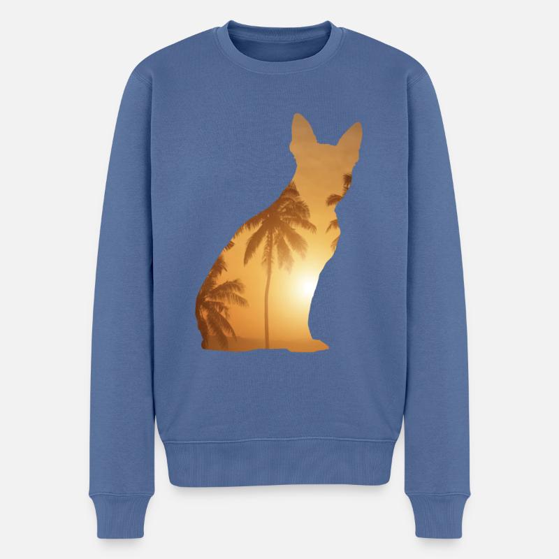 Sommerstrand - Boston Terrier - Männer Premium Bio Pullover - Taubenblau
