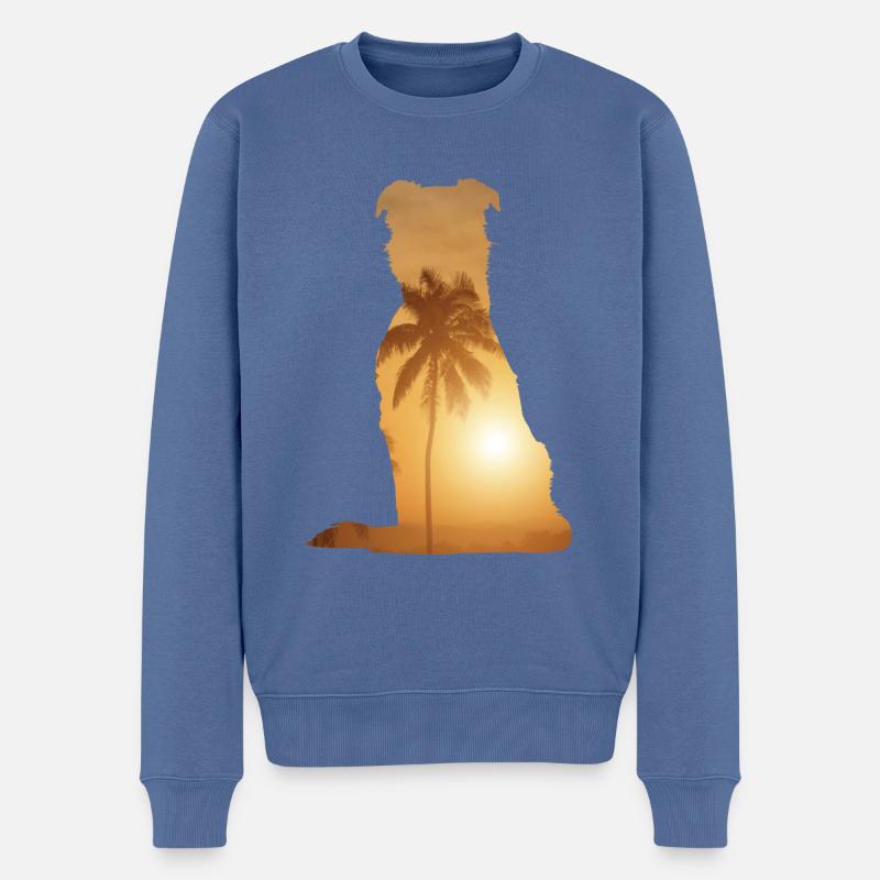 Sommerstrand - Border Collie - Männer Premium Bio Pullover - Taubenblau