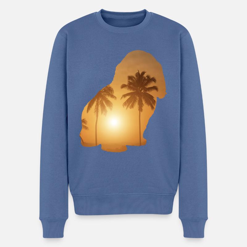 Plage d’été - Cavachon - Pull Premium bio Homme - bleu pigeon