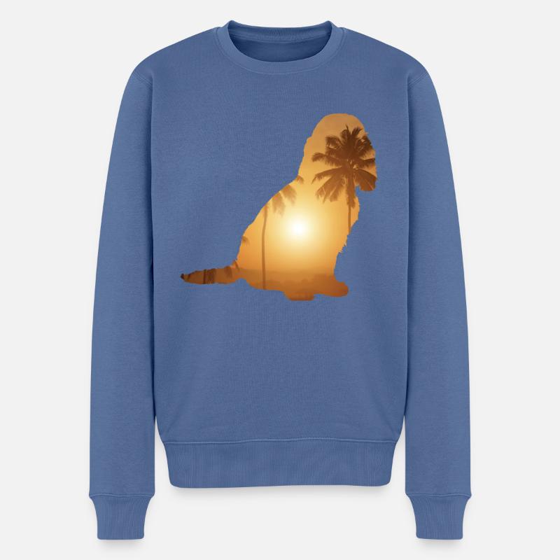 Sommerstrand - Cocker Spaniel - Männer Premium Bio Pullover - Taubenblau