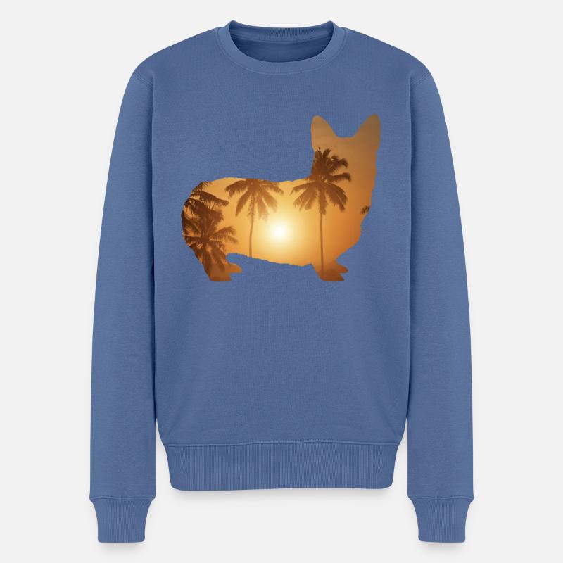 Sommerstrand - Corgi - Männer Premium Bio Pullover - Taubenblau