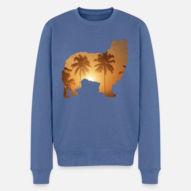 Summer Beach - Shetland-Schäferhund - Männer Premium Bio Pullover - Taubenblau