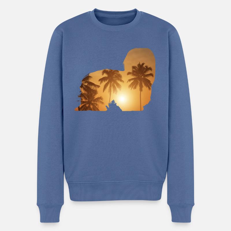 Sommerstrand - Shih Tzu - Männer Premium Bio Pullover - Taubenblau