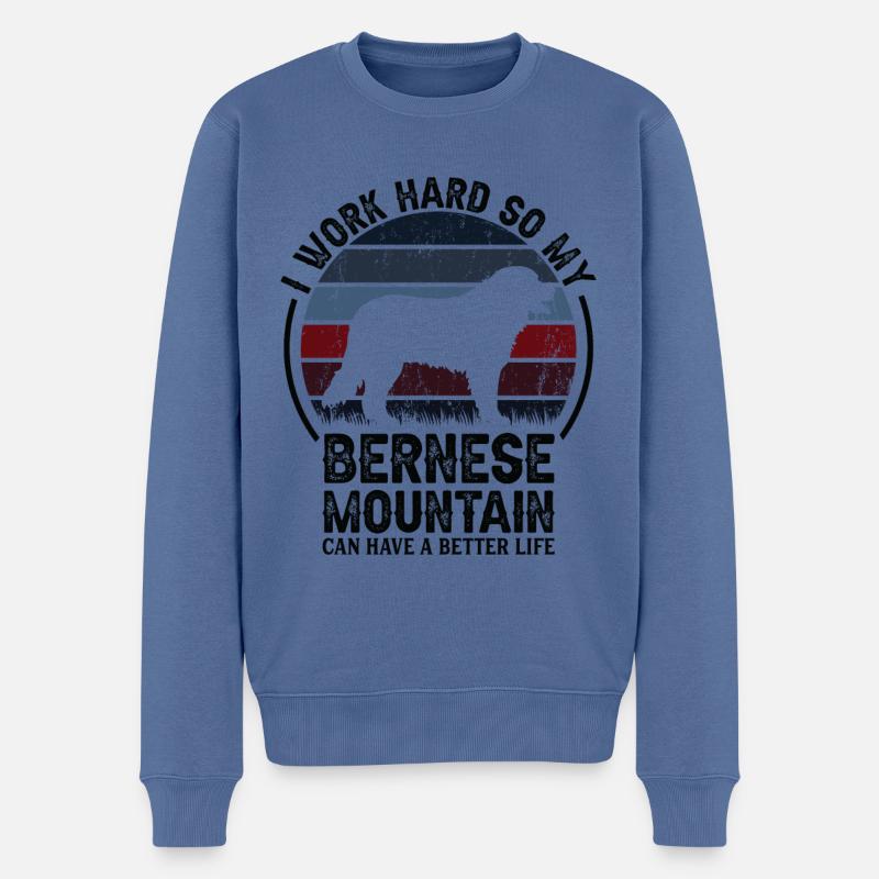 Arbeit Hart - Retro Bernse Mountain - Männer Premium Bio Pullover - Taubenblau