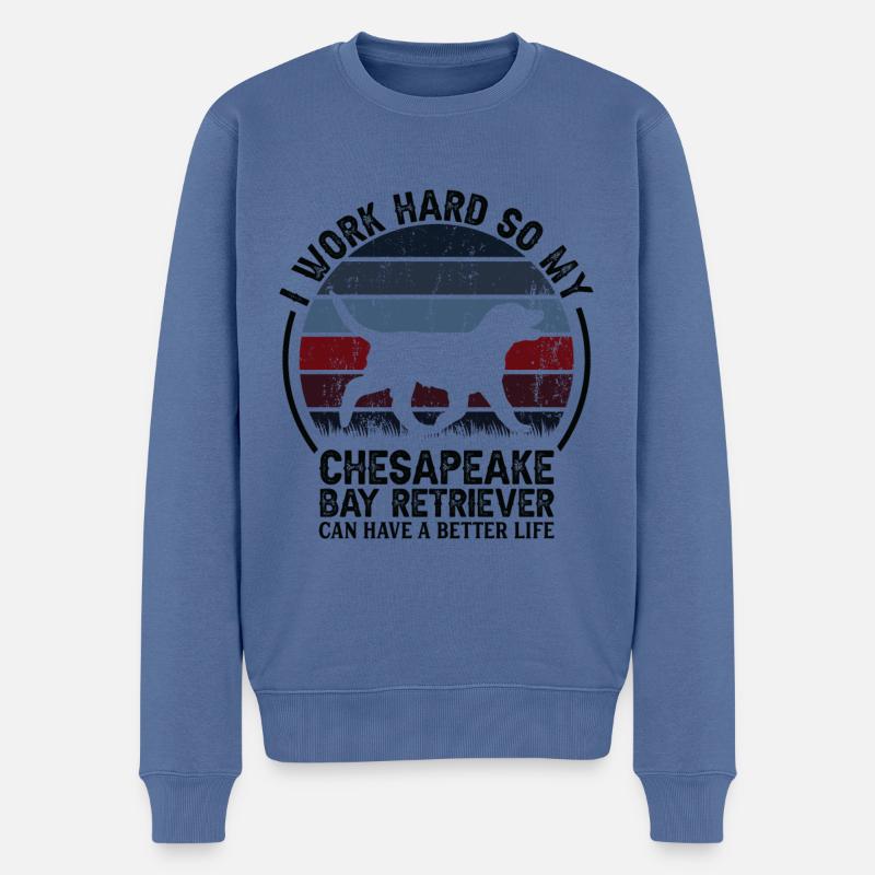 Travailler dur - Rétro Cavalier - Pull Premium bio Homme - bleu pigeon