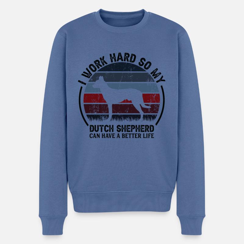 Hart Arbeiten - Retro Dutch Shepherd - Männer Premium Bio Pullover - Taubenblau