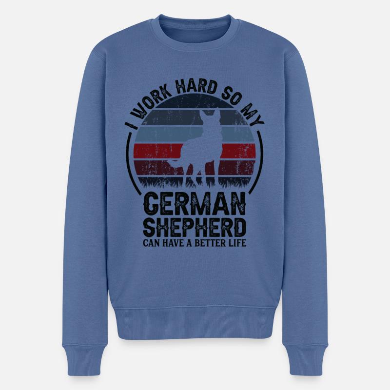 Travailler dur - Retro German Shepherd - Pull Premium bio Homme - bleu pigeon