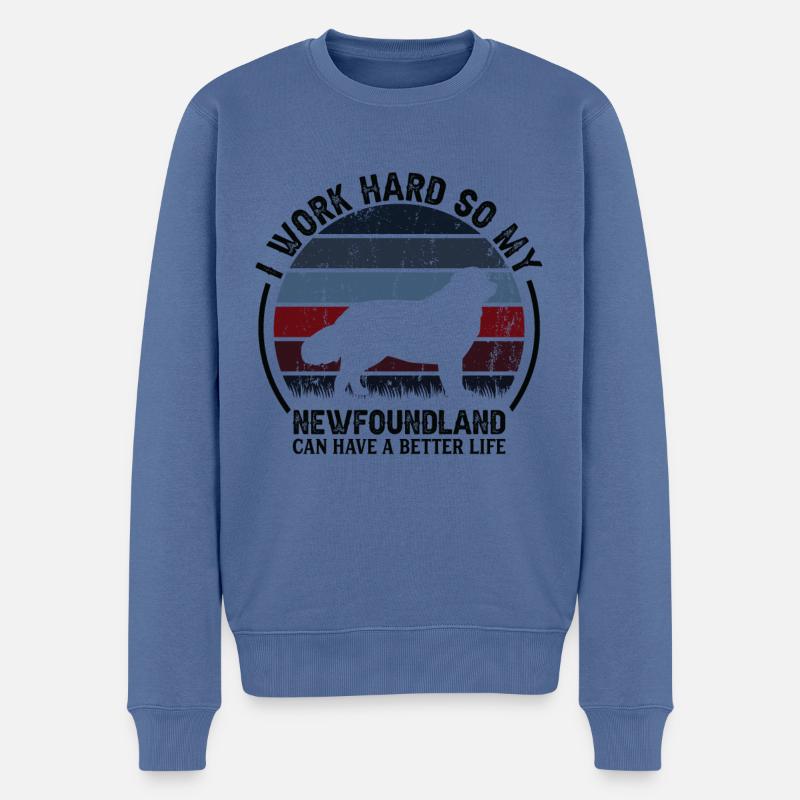 Travailler dur - Retro Newfoundland - Pull Premium bio Homme - bleu pigeon