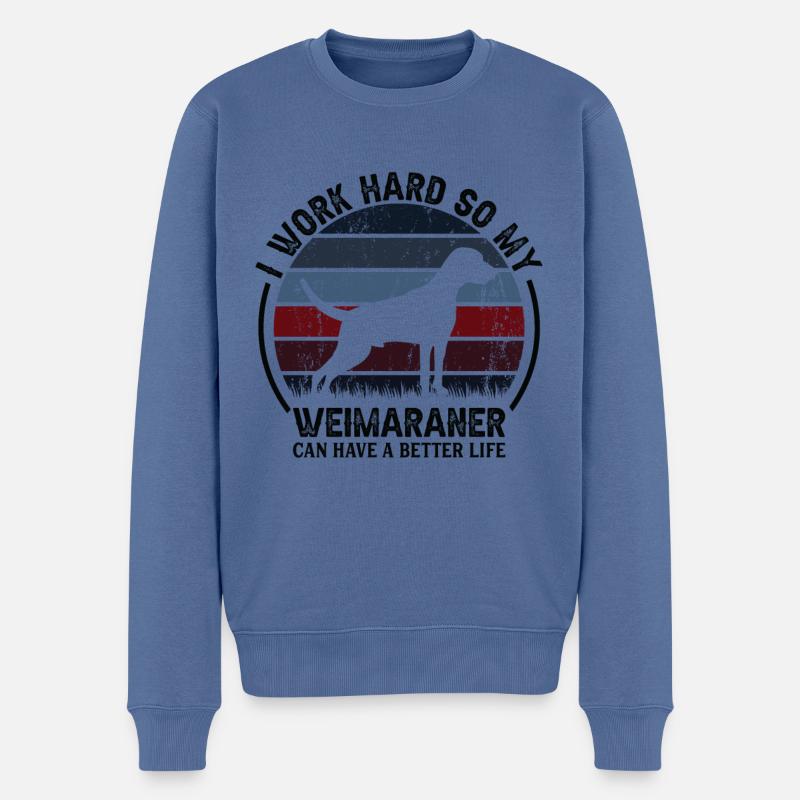 Arbeit Hart - Retro Weimaranerer - Männer Premium Bio Pullover - Taubenblau