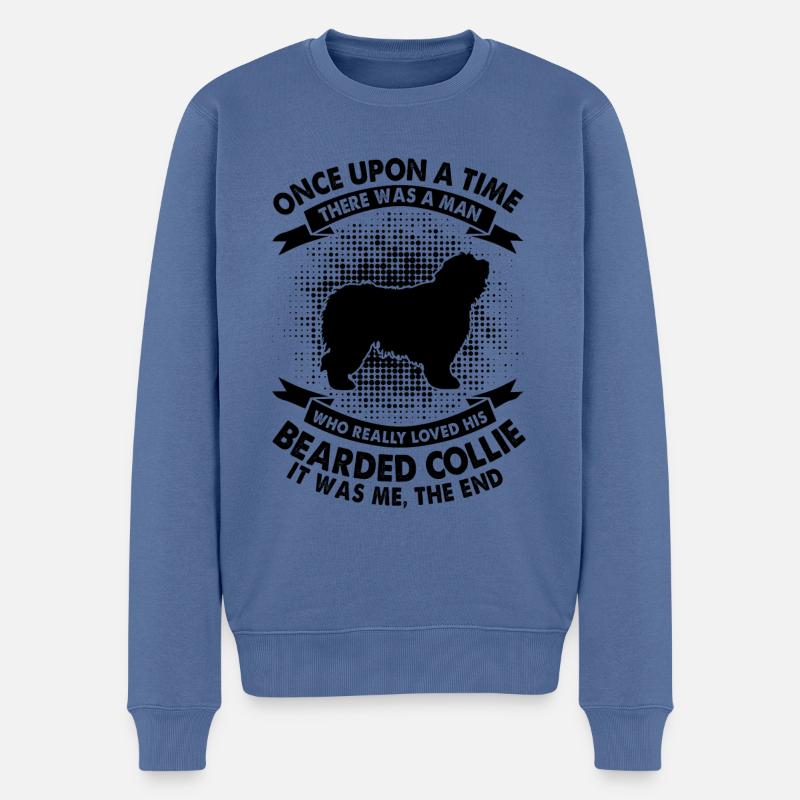 Es War Einmal - Bearded Collie - Männer Premium Bio Pullover - Taubenblau