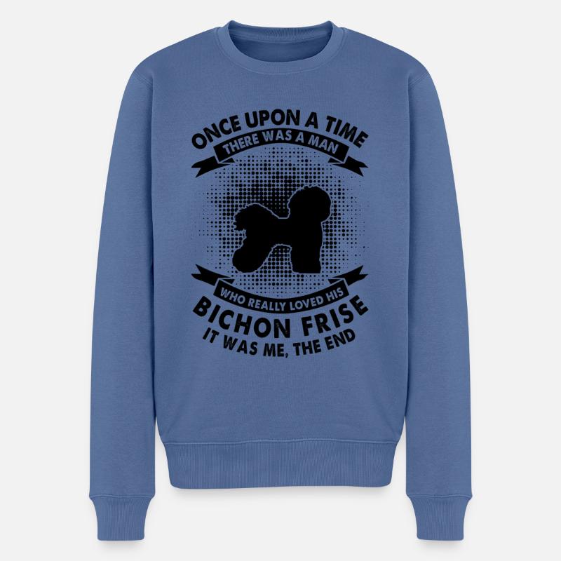 Une fois - Bichon Frise - Pull Premium bio Homme - bleu pigeon
