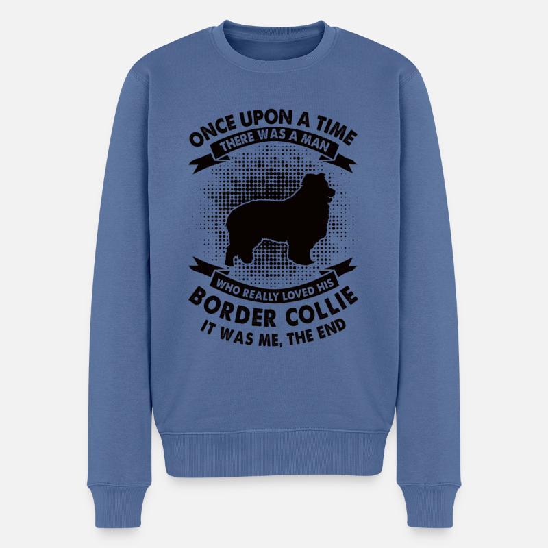 Es War Einmal - Border-Collie - Männer Premium Bio Pullover - Taubenblau