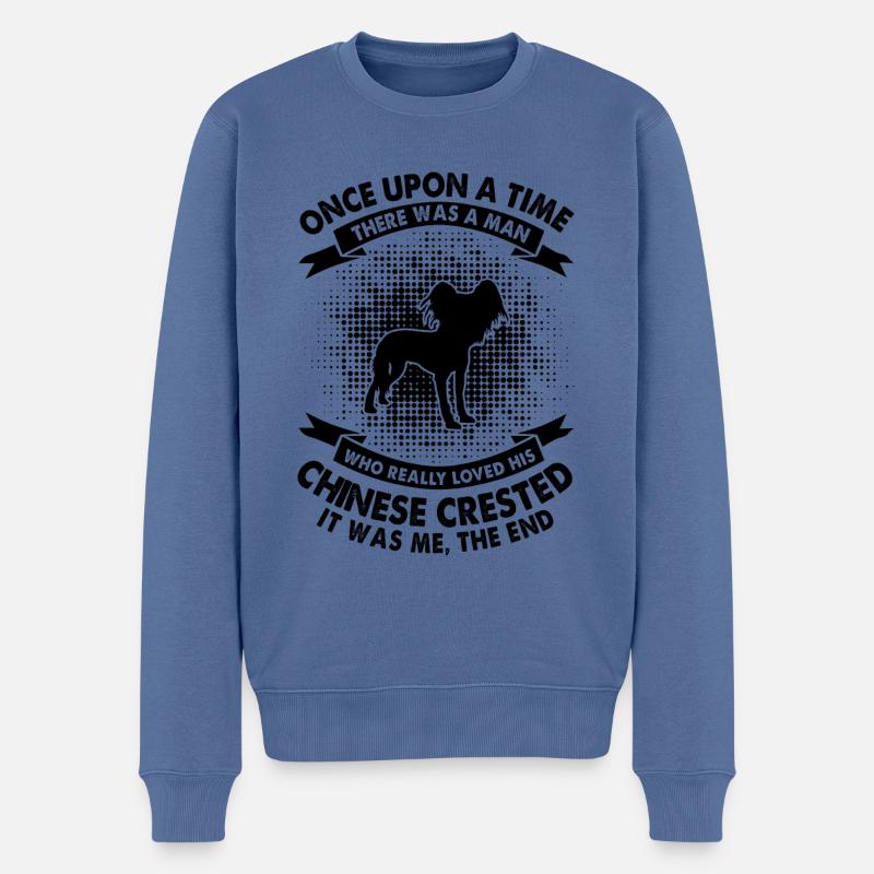 Einmal - Chinesische Crested - Männer Premium Bio Pullover - Taubenblau