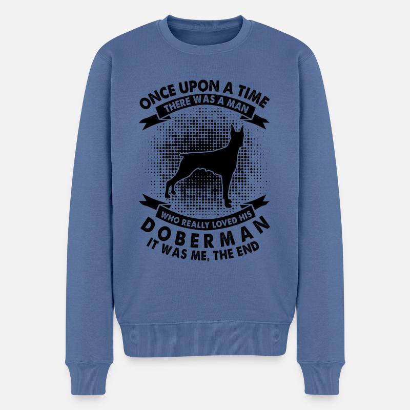 Il était une fois - Doberman - Pull Premium bio Homme - bleu pigeon