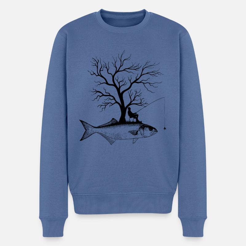 Arbre graphique - Poisson Poisson Bleu - Pull Premium bio Homme - bleu pigeon