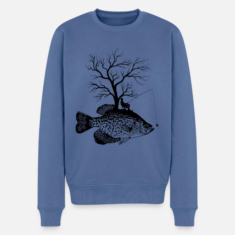 Arbre graphique - Poissons -Crappies - Pull Premium bio Homme - bleu pigeon