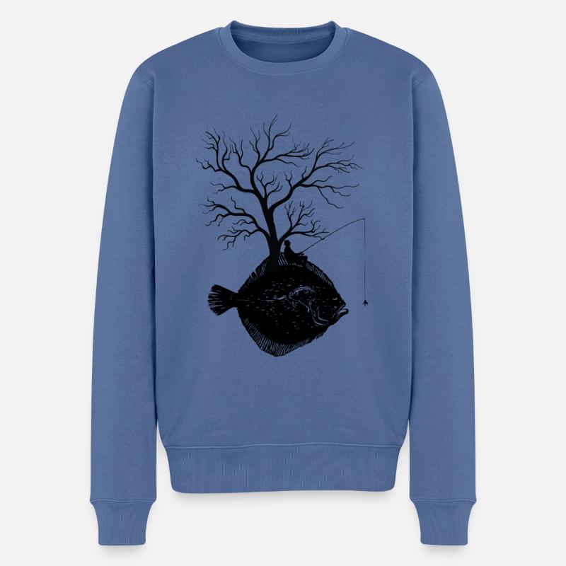 Arbre graphique - Plie de poisson - Pull Premium bio Homme - bleu pigeon