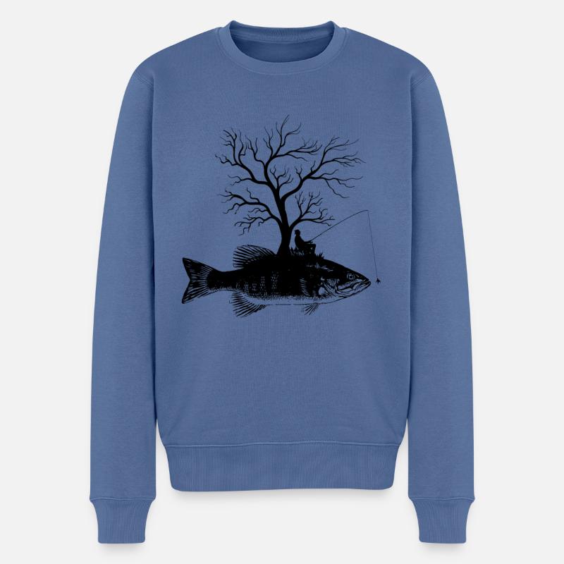 Arbre graphique - Fish Small Bass - Pull Premium bio Homme - bleu pigeon
