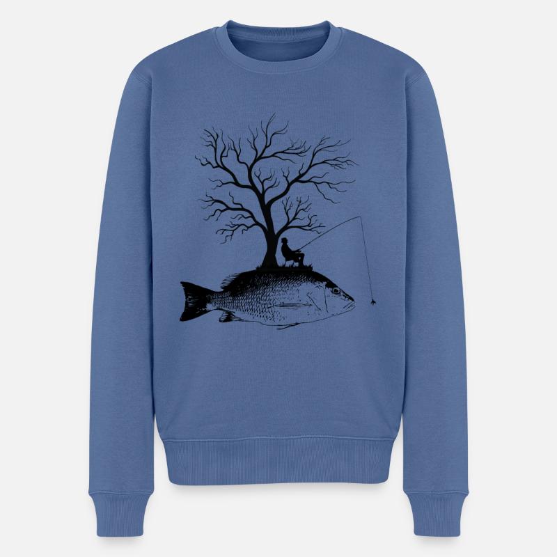 Grafikbaum - Fischschnapper - Männer Premium Bio Pullover - Taubenblau