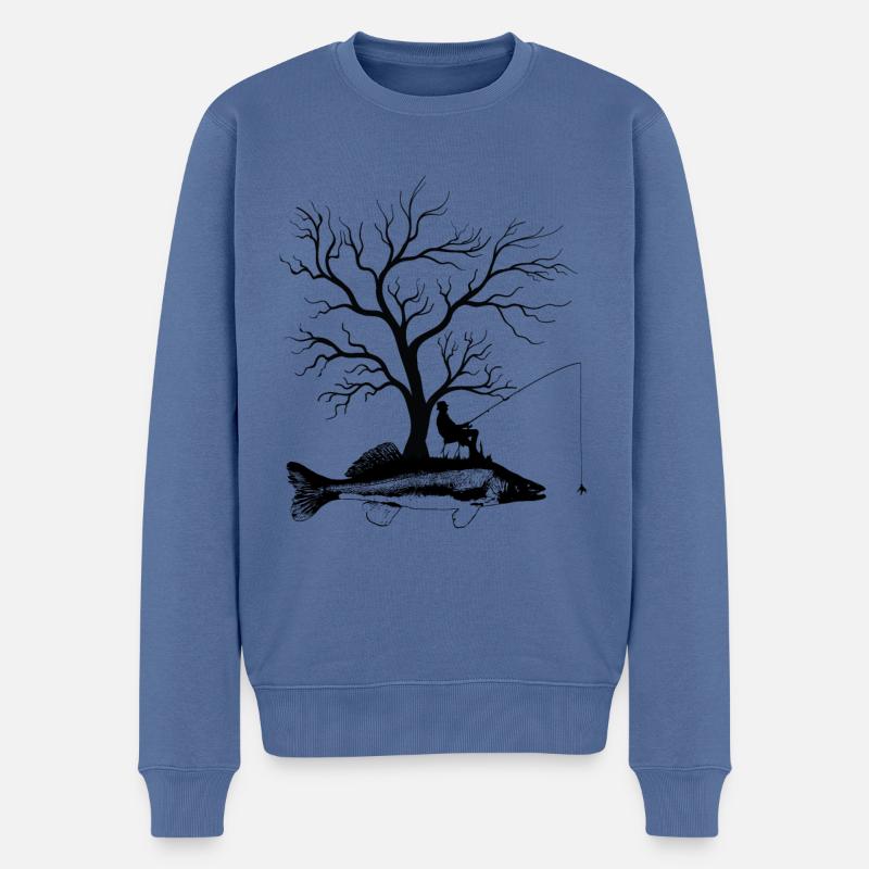 Arbre graphique - Sandre de poisson - Pull Premium bio Homme - bleu pigeon