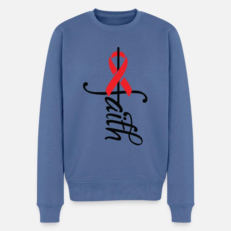 Band-Herzkrankheits-Bewusstsein - Männer Premium Bio Pullover - Taubenblau