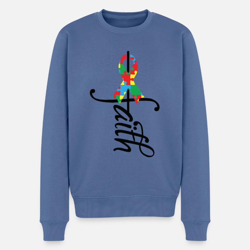 Ribbon Autism Awareness - Männer Premium Bio Pullover - Taubenblau