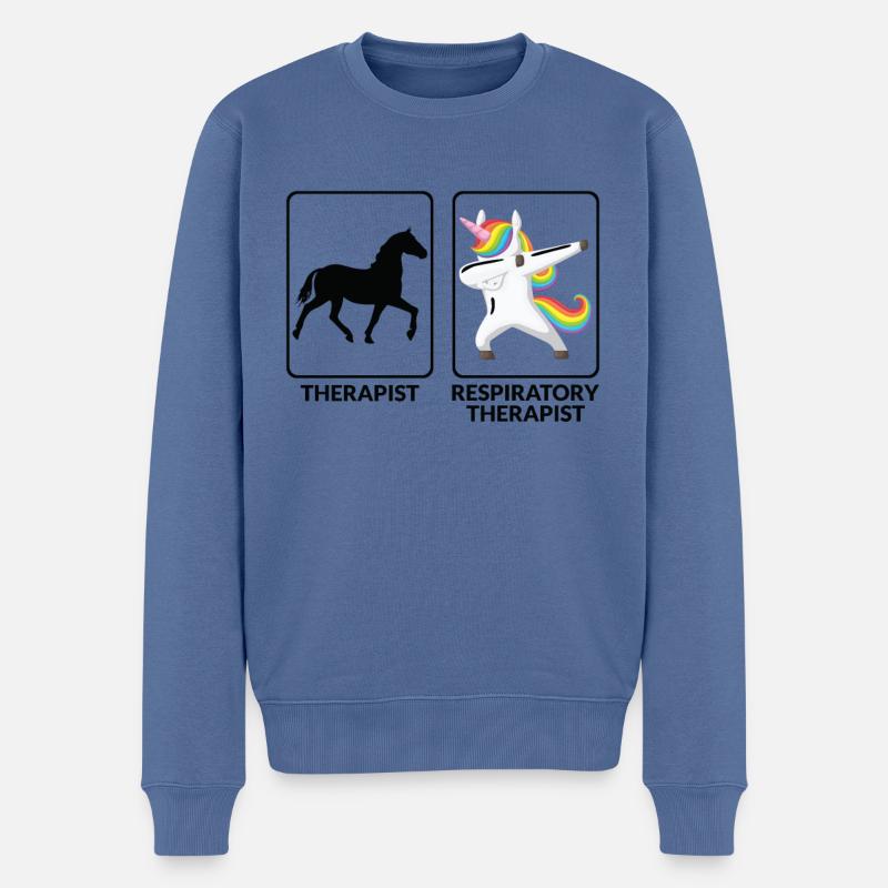 Lustiger Atemtherapeut - Männer Premium Bio Pullover - Taubenblau