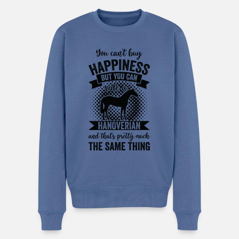 Équitation - Cheval hanovrien - Pull Premium bio Homme - bleu pigeon
